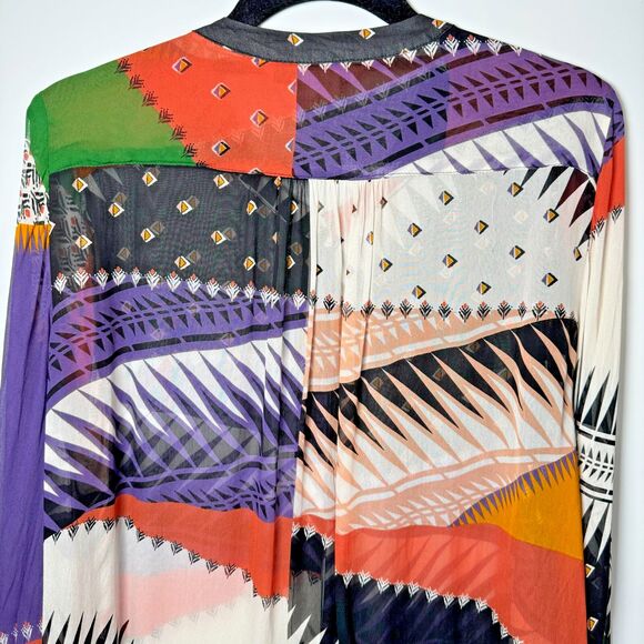 Summum Woman Amsterdam Sheer Tunic Blouse EU 38 US 6-8 Geometric Artsy Top - Picture 5 of 13